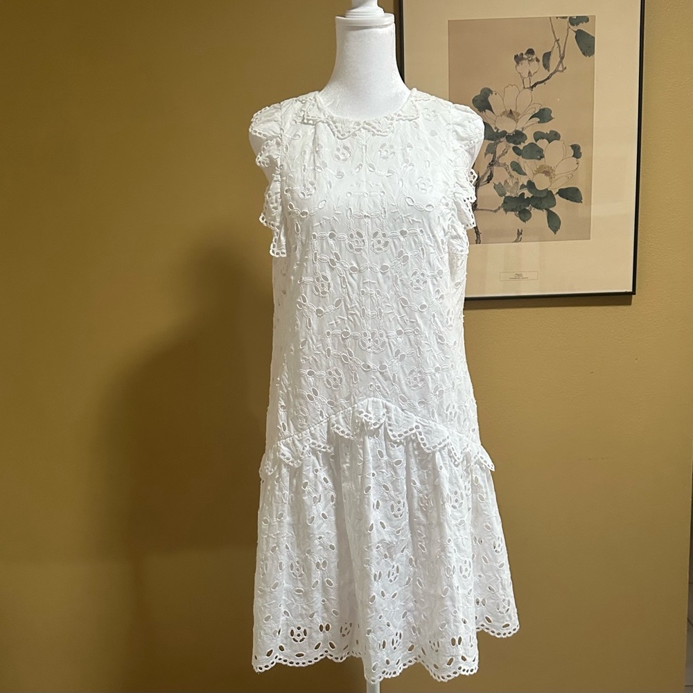 ♥️Rebecca Taylor White Cotton Eyelet “Mina” Dress Size 2